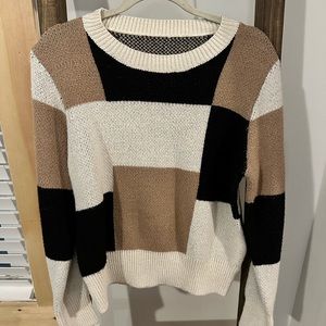 SHEIN Essnce Color Block Drop Shoulder Sweater
